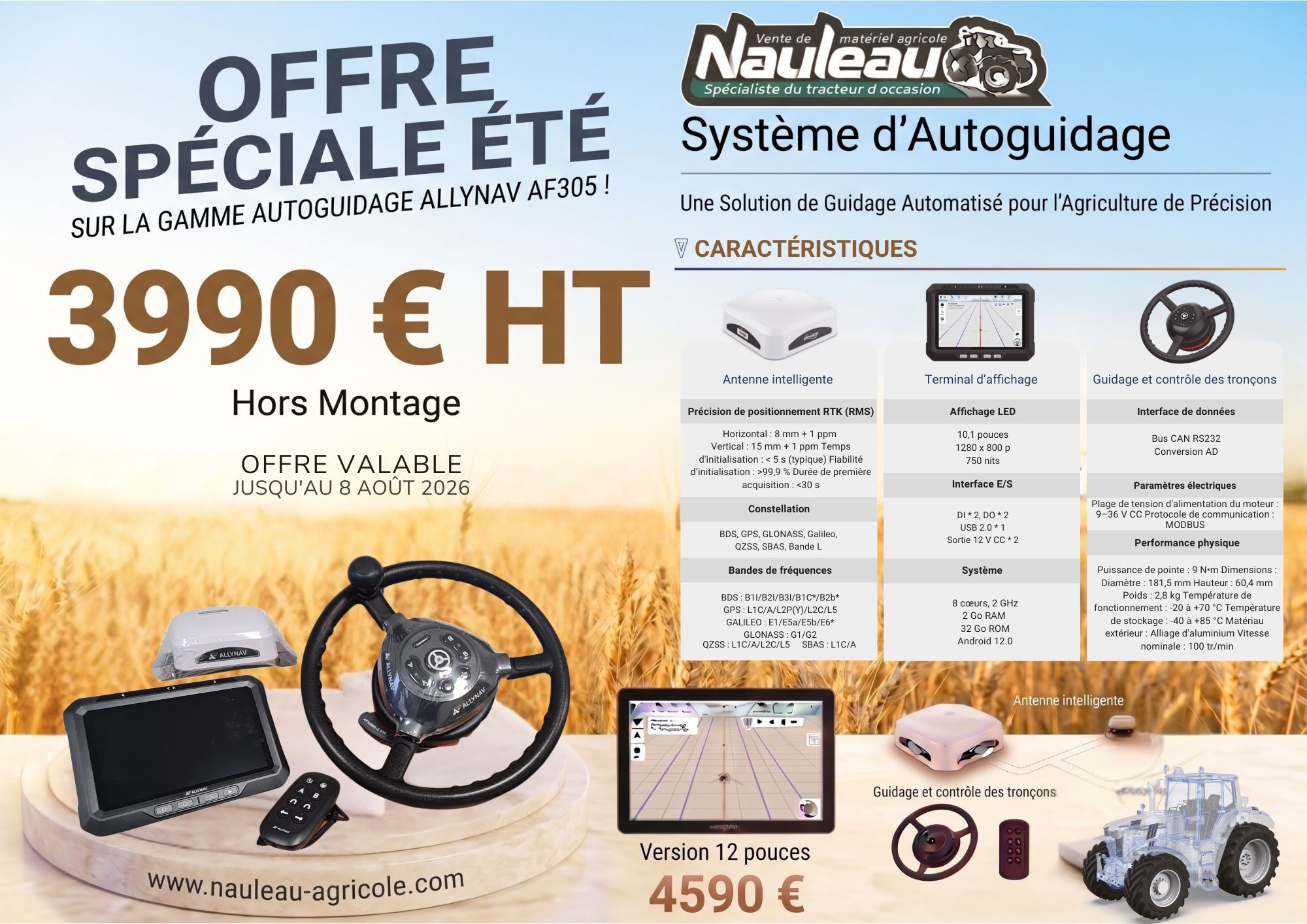 Pack Autoguidage GPS RTK ALLYNAV AF305  Précision 2,5cm  SANS ABONNEMENT
