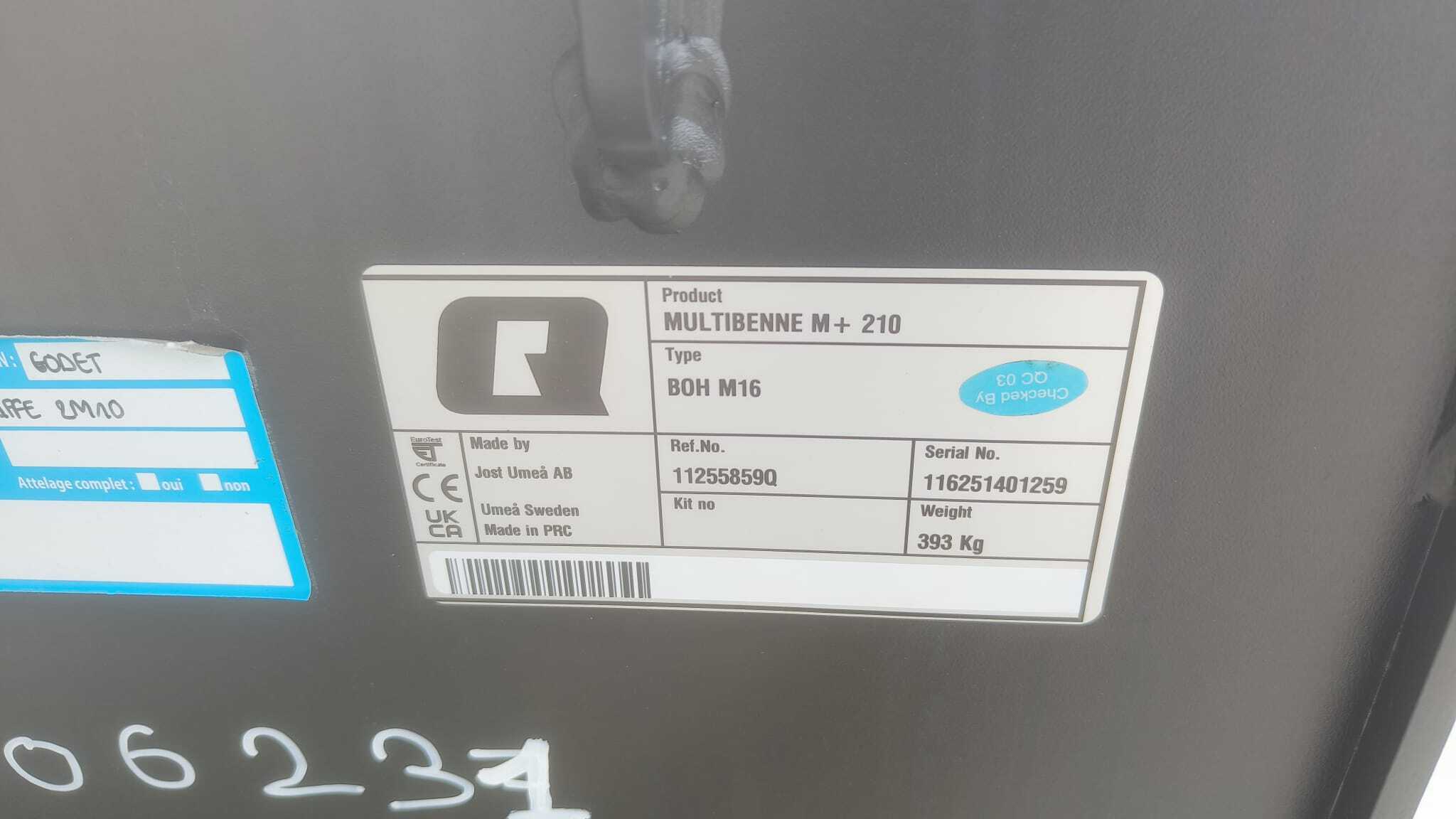 Quicke MULTIBENNE M+ 210 attelage boulonné aux choix